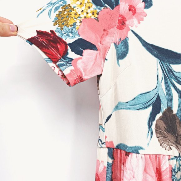 PinkBlush Maternity Floral Short Sleeve Maxi Dress - Picture 4 of 7